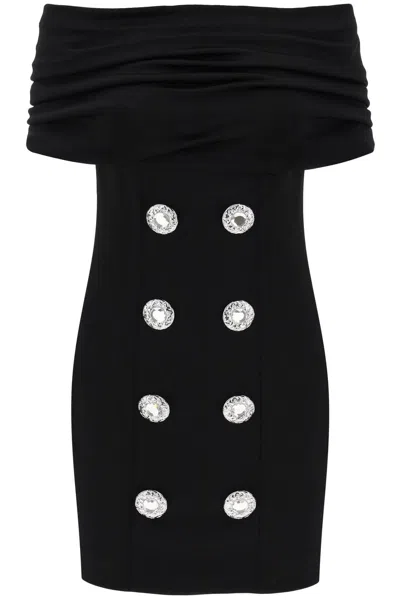 Balmain Mini Dress With Boat Neckline In Black