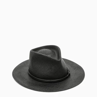 Brunello Cucinelli Black Straw Hat