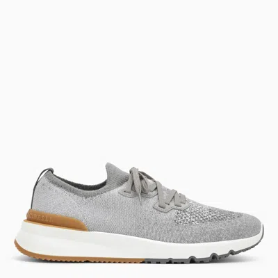 Brunello Cucinelli Knit Sneakers In Grey