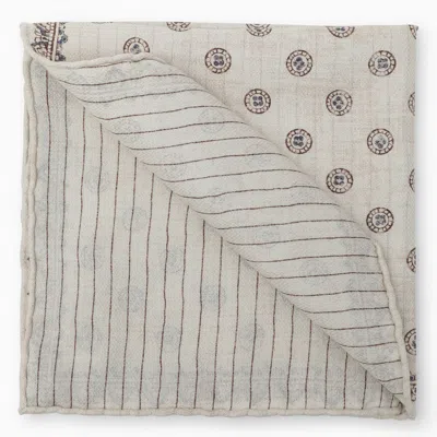 Brunello Cucinelli Silk Scarf With Sand/cigar Pattern In White