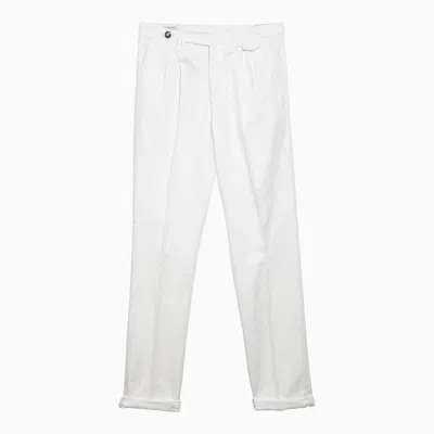 Brunello Cucinelli White Cotton Regular Trousers