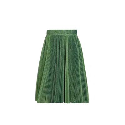 Dolce & Gabbana Metallic Pleated Skirt In Green