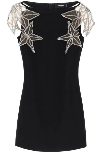 Dsquared2 Embellish Cady Mini Dress In Nero