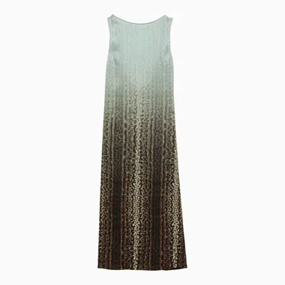 Fendi Dress In Light Blue Animal Print Silk