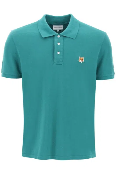 Maison Kitsuné Fox Head Cotton Polo Shirt In Green