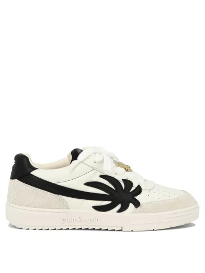 Palm Angels Palm Beach University White Leather Sneakers In Black/red
