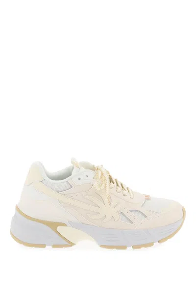 Palm Angels The Palm Runner Leather Trainers In White