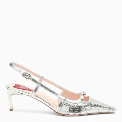 Roger Vivier Silver Slingback With Sequins In White