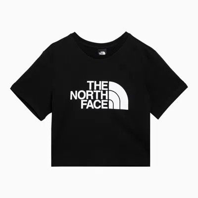 The North Face Black Cotton Cropped T Shirt With Logo