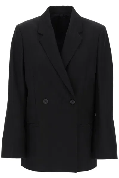 Totême Double-breasted Recycled Wool Blazer In Black