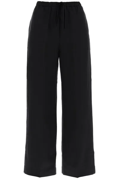 Totême Lightweight Linen And Viscose Trousers In Black