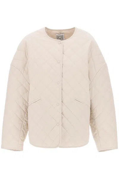 Totême Organic Cotton Quilted Jacket In In Beige,neutro