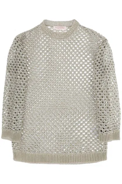 Valentino Flowing Mesh Knit Pullover With Sequin Detail In Multicolor