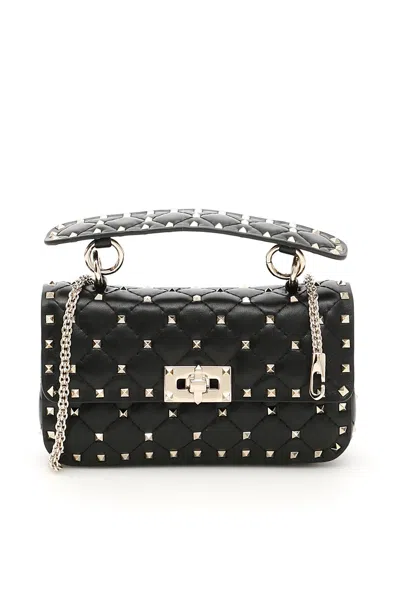 Valentino Garavani - Rockstud Spike Leather Mini Crossbody Bag In Black