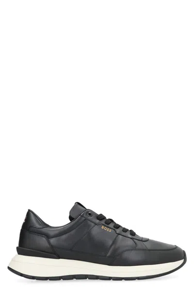 Hugo Boss Jace Leather Low-top Sneakers In Black