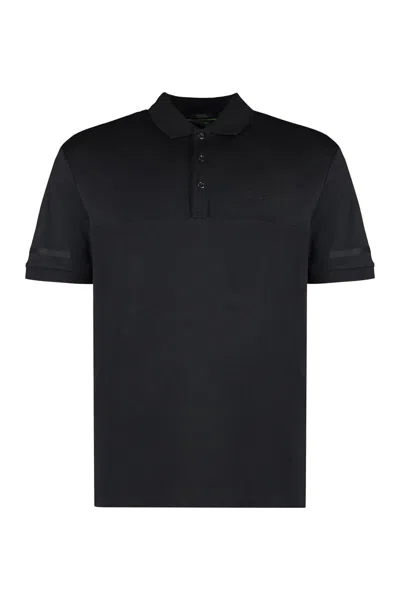 Hugo Boss Short Sleeve Cotton Polo Shirt In Black