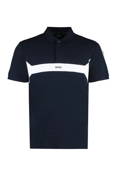 Hugo Boss Short Sleeve Cotton Polo Shirt In Blue