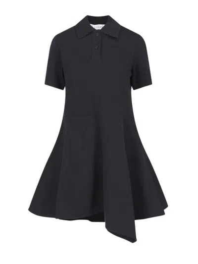 Jw Anderson Asymmetrical Polo Dress In Black  