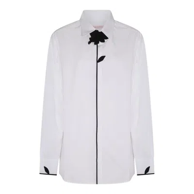 Valentino Flower-appliqué Poplin Shirt In White