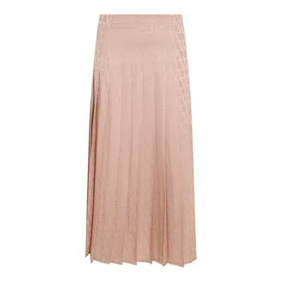 Valentino Pink Silk Skirt In Poudre