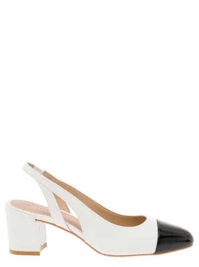 Stuart Weitzman Sleek Slingbacks In White/blk