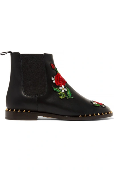 Charlotte Olympia Appliquéd Leather Chelsea Boots In 001 Black