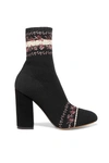 TABITHA SIMMONS LARA BELLE EMBROIDERED STRETCH-KNIT SOCK BOOTS