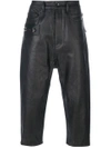 RICK OWENS LEATHER LOOK CROPPED TROUSERS,RR17F8303BKP12271095