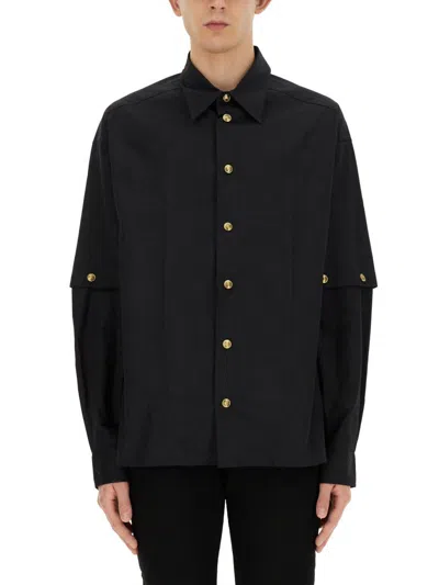 Versace Jeans Couture Shirt With Logo Buttons In Black
