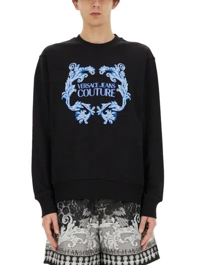 Versace Jeans Couture Cotton Sweatshirt In E899 Black