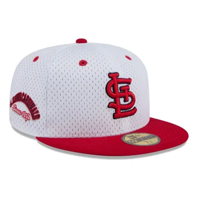 New Era White St. Louis Cardinals Throwback Mesh 59fifty Fitted Hat In White Red