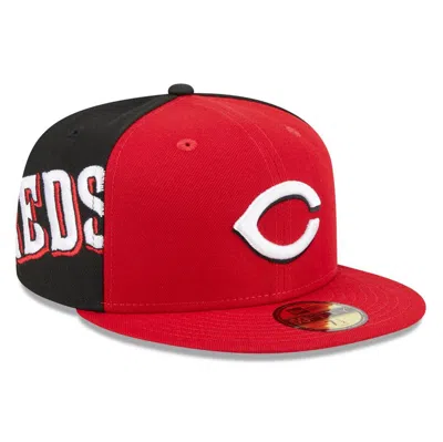 New Era Men's Red/black Cincinnati Reds Gameday Sideswipe 59fifty Fitted Hat In Red Black