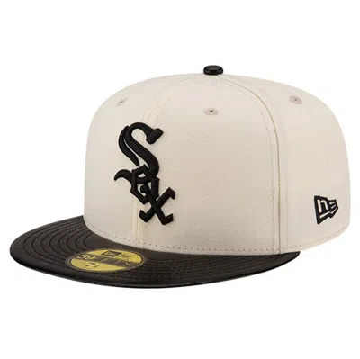 New Era Cream Chicago White Sox Game Night Leather Visor 59fifty Fitted Hat