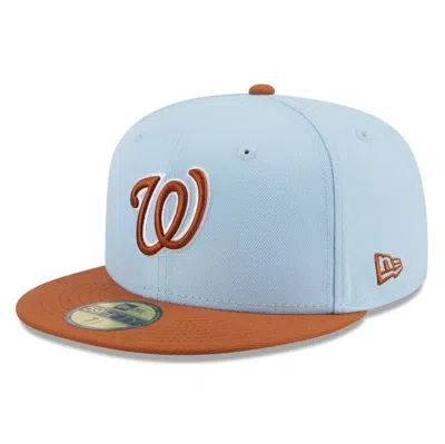 New Era Men's Light Blue/brown Washington Nationals Spring Color Basic Two-tone 59fifty Fitted Hat