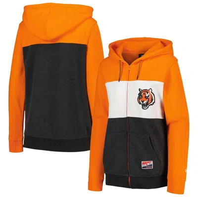 New Era Orange Cincinnati Bengals Color-block Full-zip Hoodie