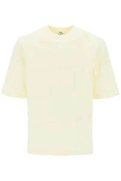 Burberry Striped Ekd T Shirt In Yellow,pink