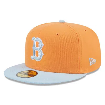 New Era Men's Orange/light Blue Boston Red Sox Spring Color Basic Two-tone 59fifty Fitted Hat In Orange Lig