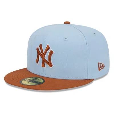 New Era Men's Light Blue/brown New York Yankees Spring Color Basic Two-tone 59fifty Fitted Hat