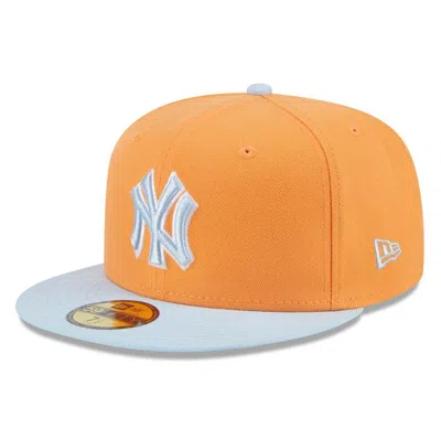 New Era Orange/light Blue New York Yankees Spring Color Basic Two-tone 59fifty Fitted Hat