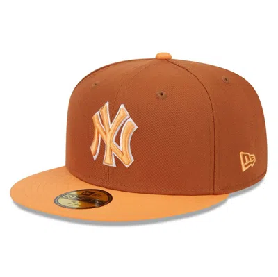 New Era Men's Brown/orange New York Yankees Spring Color Basic Two-tone 59fifty Fitted Hat In Brown Oran