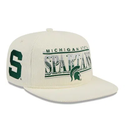 New Era White Michigan State Spartans Throwback Golfer Corduroy Snapback Hat In Cream