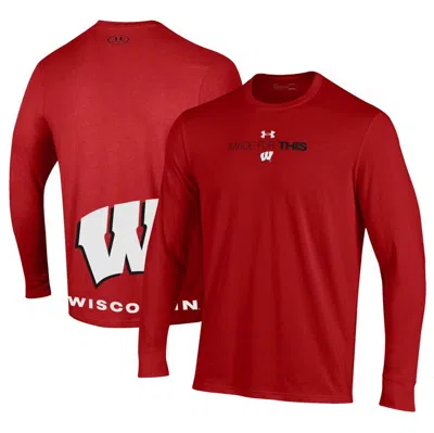 Under Armour Unisex   Red Wisconsin Badgers 2024 On-court Bench Unity Performance Long Sleeve T-shirt