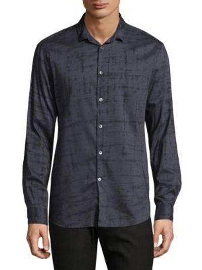 John Varvatos Windowpane Slim Fit Button-down Shirt In Charcoal