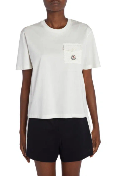Moncler Short-sleeve Logo Pocket T-shirt In Natural