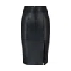 Hugo Boss Slim-fit Pencil Skirt In Grained Leather In Black