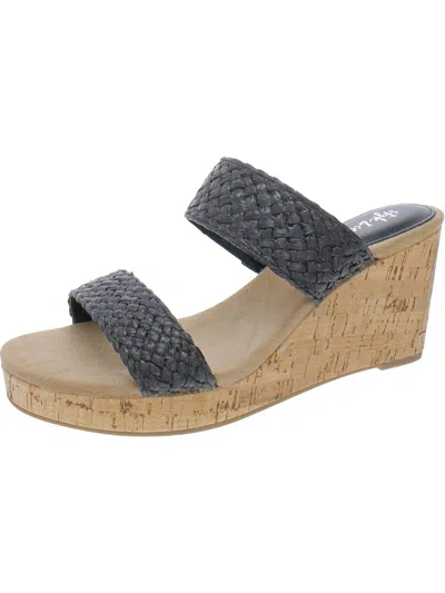 Style & Co Daliaa Womens Faux Leather Woven Wedge Sandals In Grey