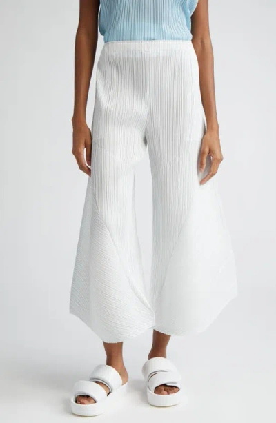 Issey Miyake Thicker Bottoms Pleated Wide Leg Pants In Ice White