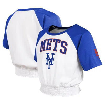 Outerstuff Kids' Youth White New York Mets On Base Fashion Raglan T-shirt