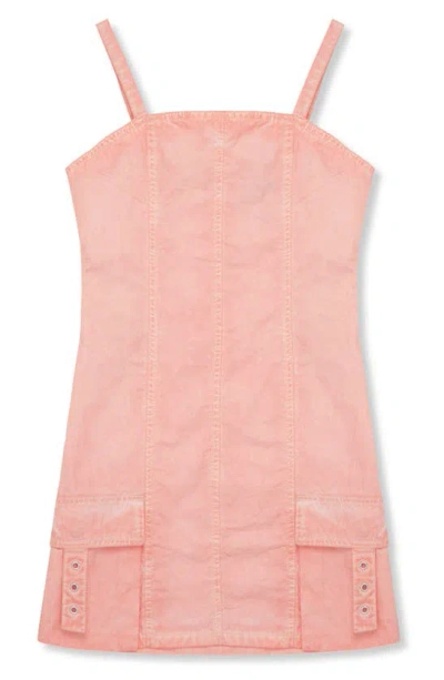 Truce Kids' Cargo Pocket Cotton Dress In Peach