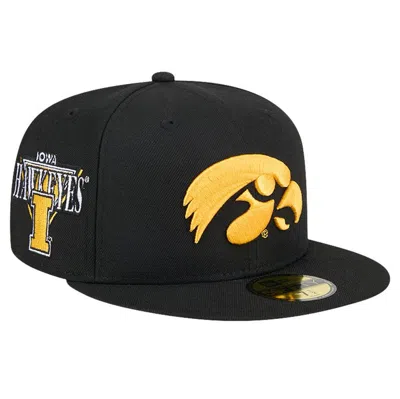 New Era Black  Iowa Hawkeyes Throwback 59fifty Fitted Hat